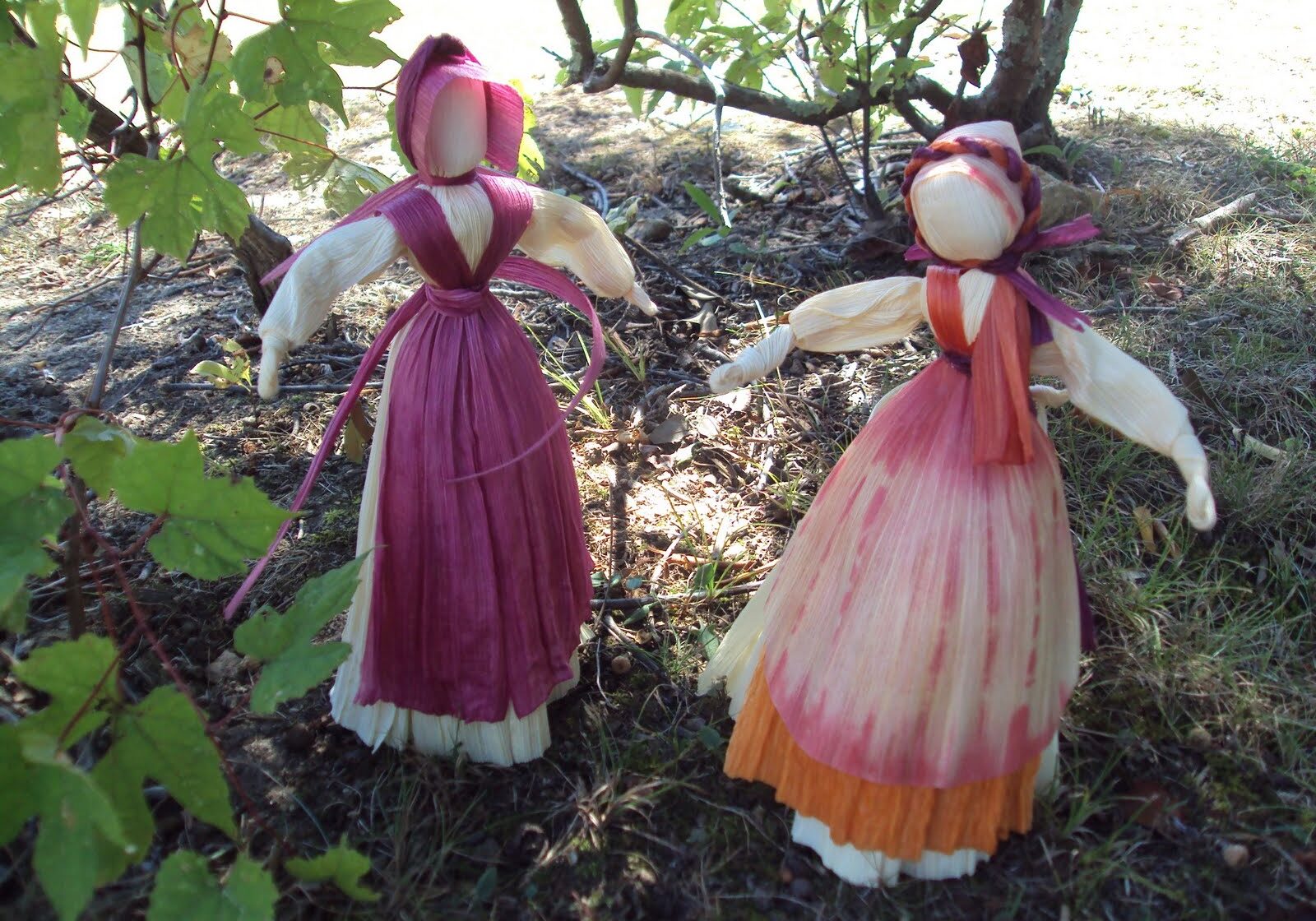 Finally the dolls are ready fora  hike at the Folk Art Center