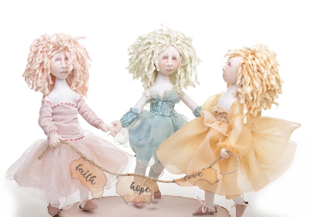 handmade dolls, faith hope and love, fairy dolls, handmade appalachian tradition, john c cambell dolls