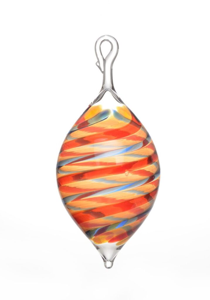 pointed round glass ball ornament, handmade glass ornament, christmas ornament, nc glass artist, nc lamp working, nc craft gallery