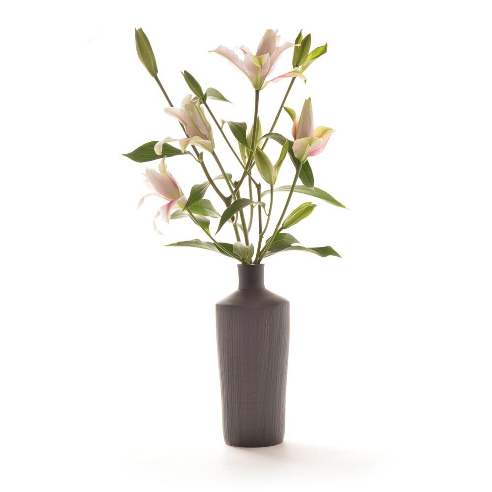 black handmade ceramic bottle vase